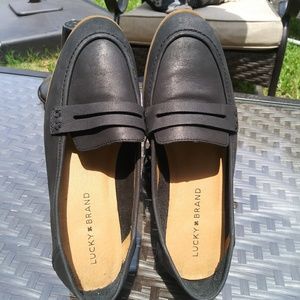 NWOT Black Lucky Brand Leather Loafers. Sz. 7M